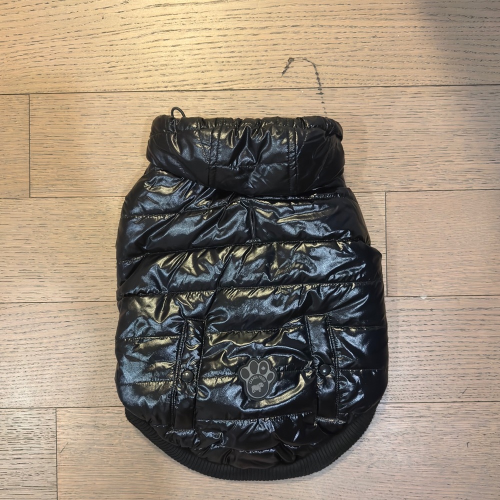 Canada Pooch Black Shiny Puffer Vest Size 16